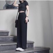 Quần ống rộng suông công sở lưng cao