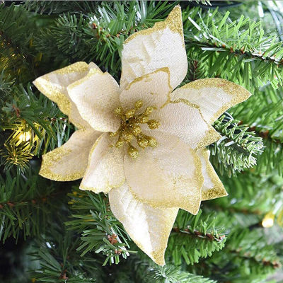 【Shanglife】1Pcs Glitter ดอกไม้ประดิษฐ์ตกแต่งบ้านพวงหรีดคริสต์มาสเครื่องประดับต้นไม้