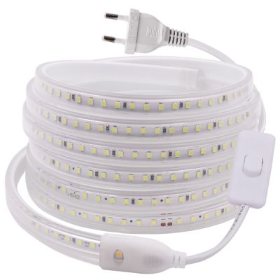 LED Strip 220Vกันน้ำ2835ความปลอดภัยสูงความสว่างสูง120LEDs/MไฟLEDกลางแจ้งLED Strip LightสำหรับDIYคริสต์มาสวันหยุดไฟตกแต่งสำหรับบันไดบ้านทางเดินห้องครัวห้องนั่งเล่นในร่ม