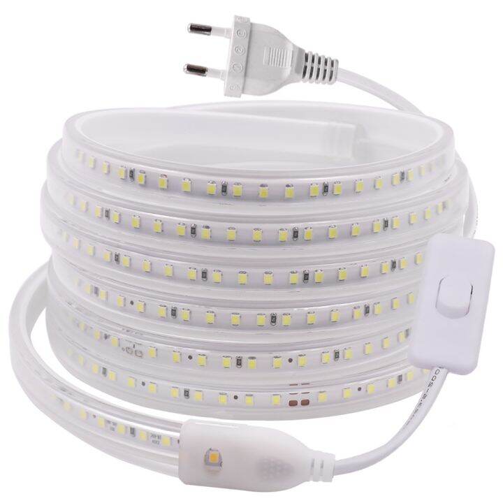 led-strip-220vกันน้ำ2835ความปลอดภัยสูงความสว่างสูง120leds-mไฟledกลางแจ้งled-strip-lightสำหรับdiyคริสต์มาสวันหยุดไฟตกแต่งสำหรับบันไดบ้านทางเดินห้องครัวห้องนั่งเล่นในร่ม