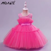 MQATZ เด็กทารกแรกเกิดสาว Dress1ปี1st Birthday Party Baptism สีชมพูเสื้อผ้าสีขาว9 12เดือนเด็กวัยหัดเดิน Fluffy Bebes L2099XZ