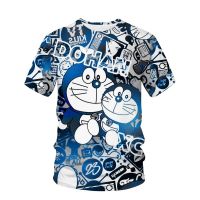 T SHIRT - Fun Doraemon 3D-printed T-shirts for men and women, casual short-sleeved crew necks and cartoon summer clothing  - TSHIRT