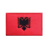 1PC Albanian Flag Albania Patches Armband Embroidered Patch Hook &amp; Loop Or Iron On Embroidery  Badge Military Stripe