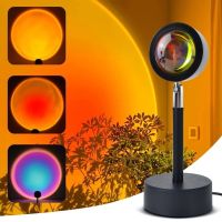 USB Sunset Lamp LED Rainbow Projector Night Light For Home Room Wall Decor Photography Atmosphere Lighting Projection Desk Lamps Night Lights