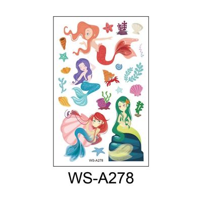 19 Styles Waterproof Kids Tattoo Sticker Animals Cartoon Temporary Tattoos Kids Arms DIY Body Art Cartoon Collection Mermaid