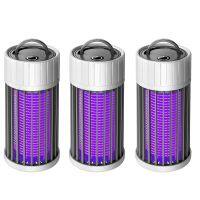 3X Bug Zapper &amp; Insect Fly Pest Attractant Trap &amp; LED Camping Lantern, USB/Solar-Rechargeable,Insect Fly Traps Grey