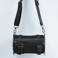 ZARAˉ กระเป๋าผู้ชายแท้ใหม่2022ไทด์ฤดูร้อนกระเป๋าทรงกระบอกสีดำลำลองกระเป๋าถือหนังใหม่2023ของแท้