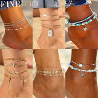 17KM ใหม่ Vintage ชุดสร้อยข้อมือแฟชั่น Anklets สำหรับผู้หญิง5ชิ้น/เซ็ต Multilayers ปรับข้อเท้า2021สร้อยข้อมือเท้าเครื่องประดับสำหรับเดินชายหาด