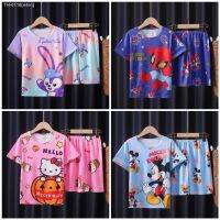 ✈℗✚ n4rn Homem-aranha olá kitty mickey verão crianças pijamas definir manga curta t camisa menino meninas dos desenhos animados do bebê