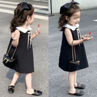 CUTE BABY?พร้อมส่ง?ชุดเดรสเด็กผู้หญิง กระโปรงเด็กผู้หญิงเเขนกุดคอปกสำหรับเด็กผู้หญิง(602)