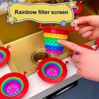 1Pc/2Pcs Rainbow Foldable Sink Strainer Corrosion-resistant Prevent Blockages Rainbow Filter Waste Separator Kitchen Supply