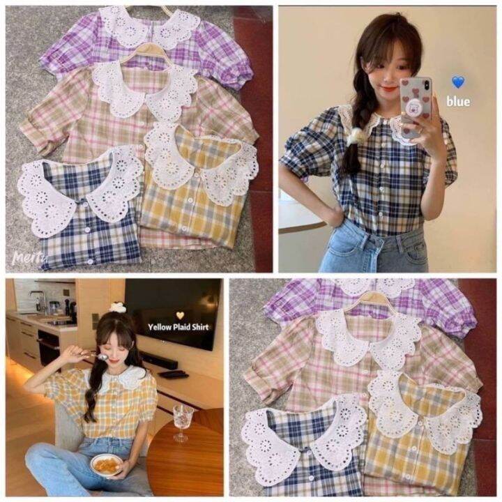 พร้อมส่ง-mix-รวมเสื้อคอปก-แต่งระบาย-กระดุมหน้า-ผ้าลื่นผิวใส่สบาย-งานป้า