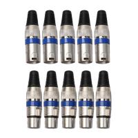 [Cheerfulhigh] 5 คู่ XLR 3 พินไมโครโฟนแจ็คเสียบเสียงสายไมโครโฟน Connector Blu - INTL