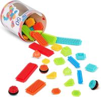 BRISTLE BLOCKS, 50PCS IN BUCKET ชุดบล็อกตัวต่อ 50 ชิ้น ในถังพลาสติก