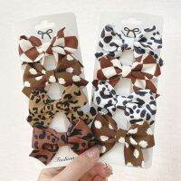 【cw】 4Pcs/Set Leopard Print Bow HairForDotSweetKids Hair Pins BarrettesHeadwear Hair Accessories ！