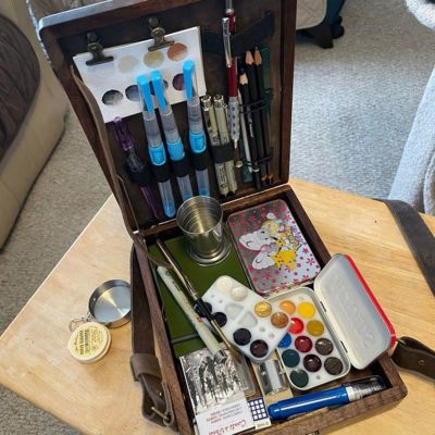 Writer Messenger Bag Wooden Box Artist Tool And Brush Storage Box Vintage Sketch Box Easel Painting Tool Storage Crossbody Bags