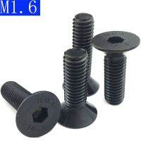 M1.6 - 0.35 1.6mm DIN7991 Hitam 10.9 Baja Paduan Kelas Hex Soket Sekrup Countersunk Kepala Datar Sekrup Hex Socket baut DIN 7991