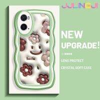 Jjlingji เคสสำหรับ OPPO A76 A96เคส A36ลายดอกไม้ยิ้มกรอบ TPU ซิลิโคนแบบใสเคสมือถือกันกระแทกแบบนิ่มกรอบป้องกันหัวกล้องรวมทุกอย่าง