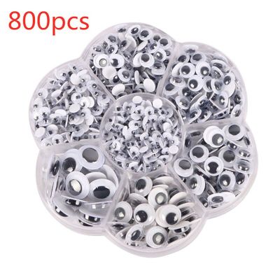 800PCS Mixed 4/5/6/7/8/10/12mm Self-adhesive Moving Eyes For Toys Dolls Googly Wiggly Eyes DIY Scrapbook Accessories