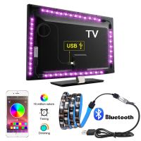 【LZ】◆  USB Bluetooth LED Strip Light Fita RGB 5050 Luzes LED para PC TV Backlight Flexível Neon Ruban Tiras Música Controle Remoto App 5V