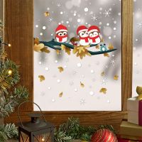 Christmas Cartoon Snowflake Owl Wall Sticker Window Stickers For Christmas Party Static Sticker Removable Home New Year Decor