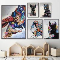 บทคัดย่อ Graffiti Superhero ภาพวาดผ้าใบสีสันพิมพ์ภาพวาด Wall Art Marvel ตกแต่งภาพโปสเตอร์สำหรับ Home Living