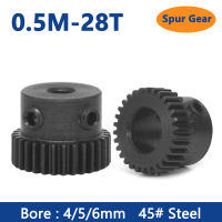 1 pc Mod 0.5 28T Spur Gear Bore 4mm 5mm 6mm 45 # เหล็ก Blackening Transmission Gears 0.5 โมดูล 28 ฟัน Pinion DIY อุปกรณ์เสริม-ioec53 shop