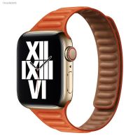 ◐▥ Slim Leather Link For Apple watch band 40mm 44mm 42mm 38mm 42 mm Magnetic Loop watchband bracelet iWatch serie 6 5 4 3 SE strap