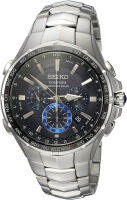 Seiko Mens COUTURA Stainless Steel Japanese-Quartz Watch with Stainless-Steel Strap, Silver, 26.3 (Model: SSG009)