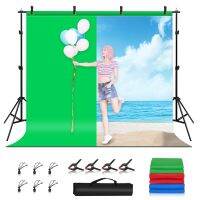 Puluz 2.9x2m Photo Studio Background Support Stand Stand Backdrop Backdrop Backbar Bracket Kit พร้อมฉากหลังโพลีเอสเตอร์สีแดง / น้ำเงิน / เขียว (Ready Stock)