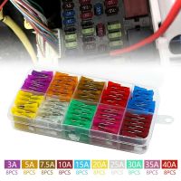 80pcs Car Fuses 12V Standard Blade Van Car Fuses 3A 5A 7.5A 10A 15A 20A 25A 30A 35A 40A Amp Assorted Set with Clip