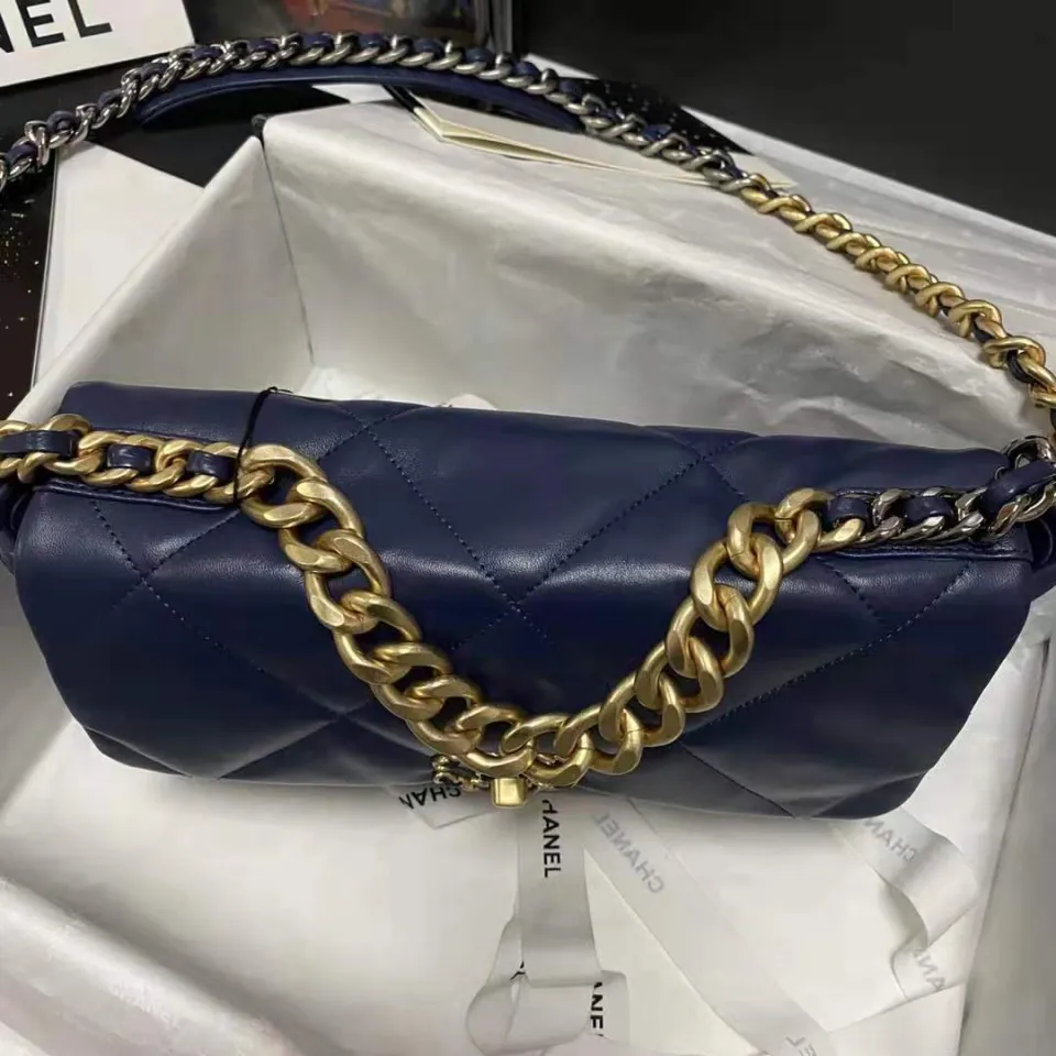 2021 new women bag Original bag Blue leather bag Chain sling bag