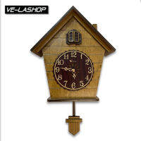 Velashop นาฬิกาแขวนผนังไม้แท้กุ๊กกู Cuckoo Wall Clock ตัวเรือนไม้แท้ ตัวเลขอาราบิก ขนาดสูง 39 ซม ยาว 34.5ซม. หนา 13ซม. รุ่น V6610-BR-AR