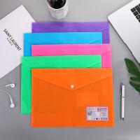 ❁﹊ 5pcs A4 FC Poly File Bags Document Folders Clear Plastic Envelopes with Snap Button for Stationery Tools Document Organizers