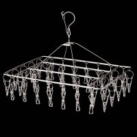 Clothes Drying Hanger Clothing Rack Foldable 8-40 Clips Stainless Steel Sock Laundry Folding Airer Hanger Underwear Socks Holder