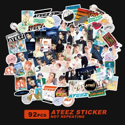 92pcs/set Kpop ATEEZ Character Stickers Waterproof High quality HD Photo for laptop Cup Notebook Stickers Stickers Labels