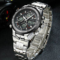 WWOOR Army Black Watch Mens 2021 Luxury Brand LED Digital Analog Quartz Big Watch Double Dial Watches Men Sport Waterproof Clock