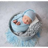 Newborn Blankets Elastic Travel Swaddle Wrap Hat Set Photography Prop Baby Souvenirs Accessoires 0-3Months