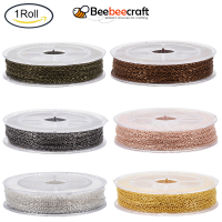 Beebeecraft 1 ม้วนทองเหลืองเคลือบเหล็กสายโซ่บัดกรีด้วยแกนวงรีวงรี 2.2x1.7x0.3mm; ประมาณ 12 ม. / ม้วนสำหรับการทำเครื่องประดับ