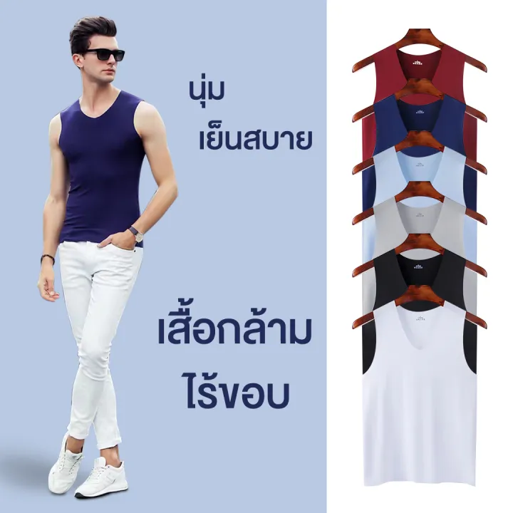 เสื้อกล้าม-เสื้อแขนกุด-เสื้อกล้ามชายคอวี-เสื้อกล้ามซับในชาย-st03