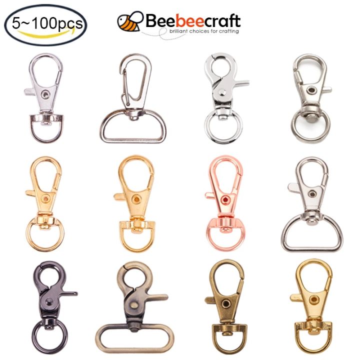 100PCS Gold Swivel Clasps Lanyard Snap Hooks with Key Rings, Key Chain Clip  Hooks Lobster Claw Clasps for Keychains Jewelry DIY Crafts 