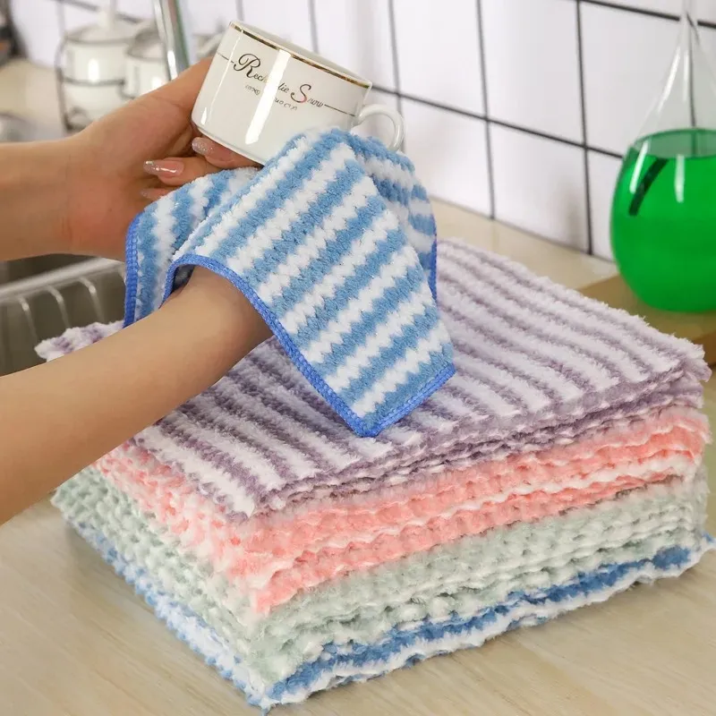 5pcs Random Color Kitchen Towel And Dishcloth Set, Dish Towel For