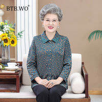 BTB.WO 2023เสื้อผ้าผู้สูงอายุเสื้อฤดูร้อนแฟชั่นผู้หญิงพิมพ์ลายเสื้อแขน3/4บวกขนาด60-80ปี 105