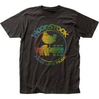 Woodstock Colorful Logo T-Shirt Mens Rock N Roll Music Retro Band Black Plus Size 100% Cotton Sportswear Tops Tee