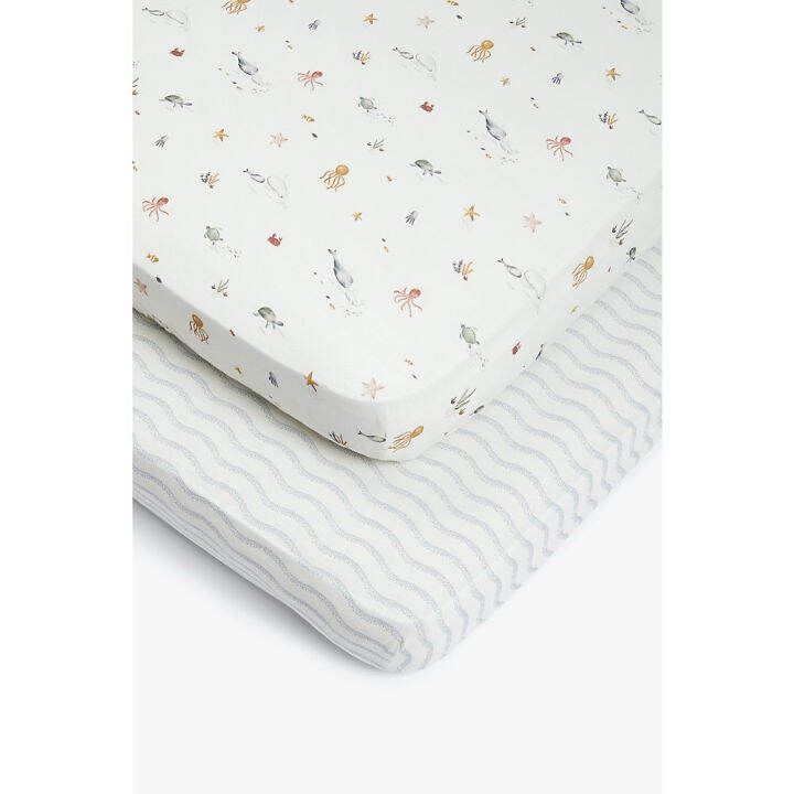 ผ้าปูที่นอนรัดมุม-mothercare-you-me-and-the-sea-fitted-cot-bed-sheets-2-pack-ub568