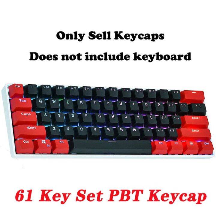 61 Key Set PBT Keycaps Ansi 60 Computer Gamer Mechanical Keyboard Cap