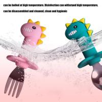 Cartoon Dinosaur Kids Spoon Fork Set Innovative Dessert Spoon For Baby Gadgets Stainless Steel Short Handle Feeding Tableware Bowl Fork Spoon Sets