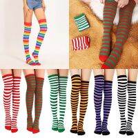 【CC】☒✌  Stockings Masquerade Xmas Colorful Striped Socks Overknee