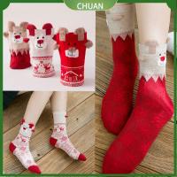 CHUAN Fashion Xmas Gifts Cute Soft Christmas Socks Cotton Hosiery Deer Printed Winter Warm