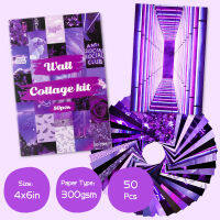 50Pcs Purple Aesthetic Picture for Wall Collage Sets Neon Collage Print Kits Warm Color Bedroom Room Wall Decorations for Girls